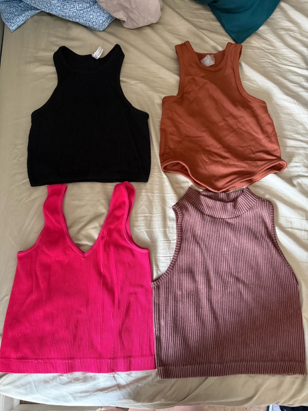Women’s Ribbed Tank Top Bundle - Black, Rust, Hot Pink, Mauve